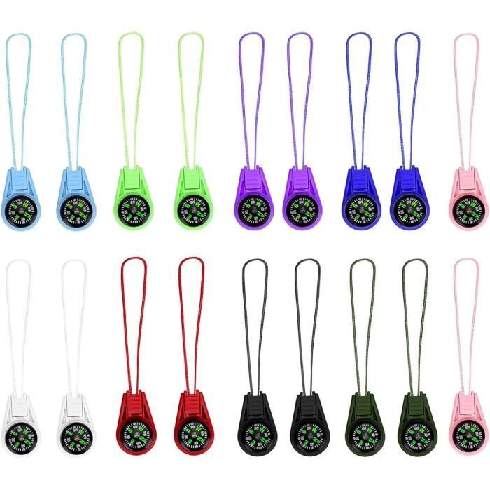 Lot De 9 Mini Boussoles Colorées Avec Mousqueton – Portables, Imperméables, Pour Camping, Rando Et Survie