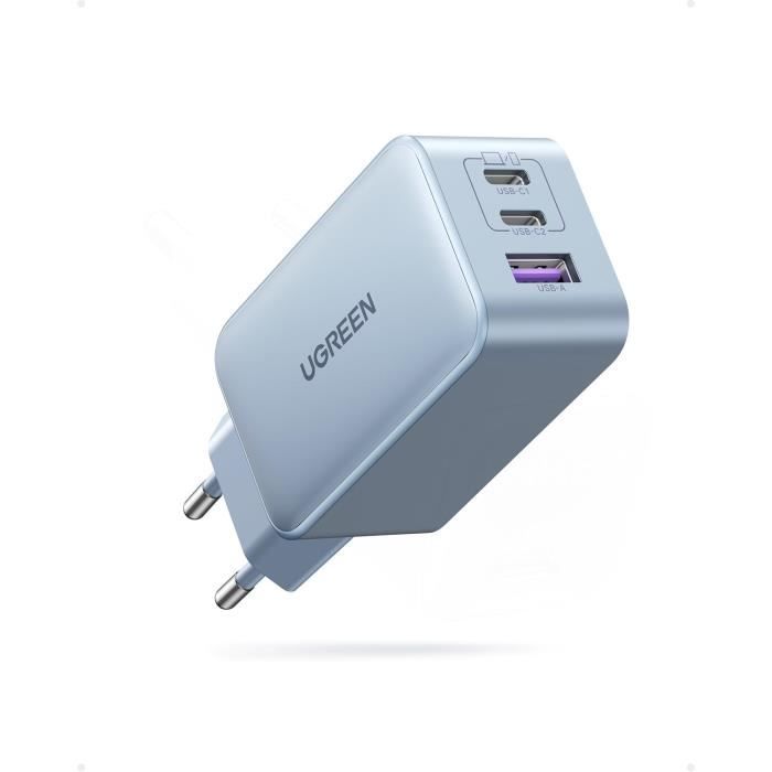 FPVtosky Chargeur 65W USB-C GaN - Charge Rapide Pour DJI Drones Et Appareils - Avec Câble C-C (Blanc)