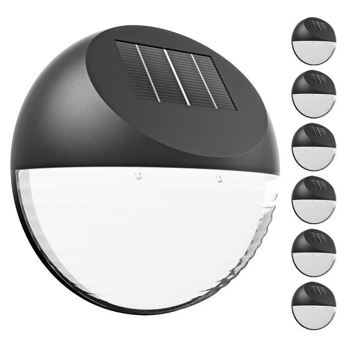 MONZANA Lot de 6 lampes solaires LED capteur crépusculaire IP65 jardin extérieur éclairage 8 heures lampes murales