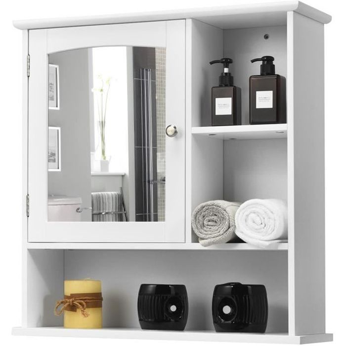 DREAMADE Armoire Murale de Salle de Bain avec Miroir, Armoire de