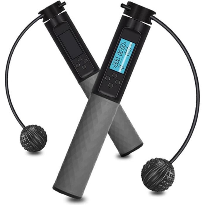 Corde à Sauter Avec Compteur LCD - Sans Fil - Compte Calories, Temps Et Tours - Longueur Réglable 2.8m - Pour Fitness