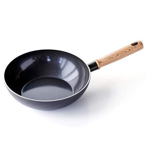 greenchef poêle wok revêtement antiadhésif sain en céramique, pour induction/four/lave-vaiselle, 24cm / 2.5l, gris anthracite