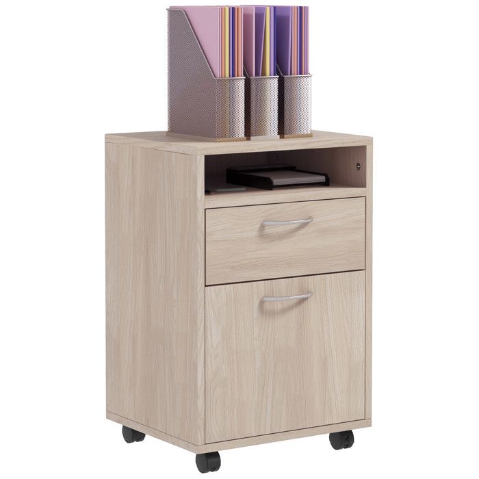 Caisson de bureau - HOMCOM - 40x35x60cm - Panneaux de particules - chêne