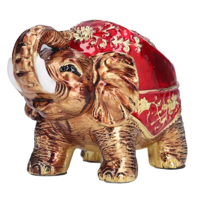 Collier Pendentif éléphant Rétro Gravé Avec Cristaux Rouges - Occasion, Style Bohème Et Original, Sans Marque