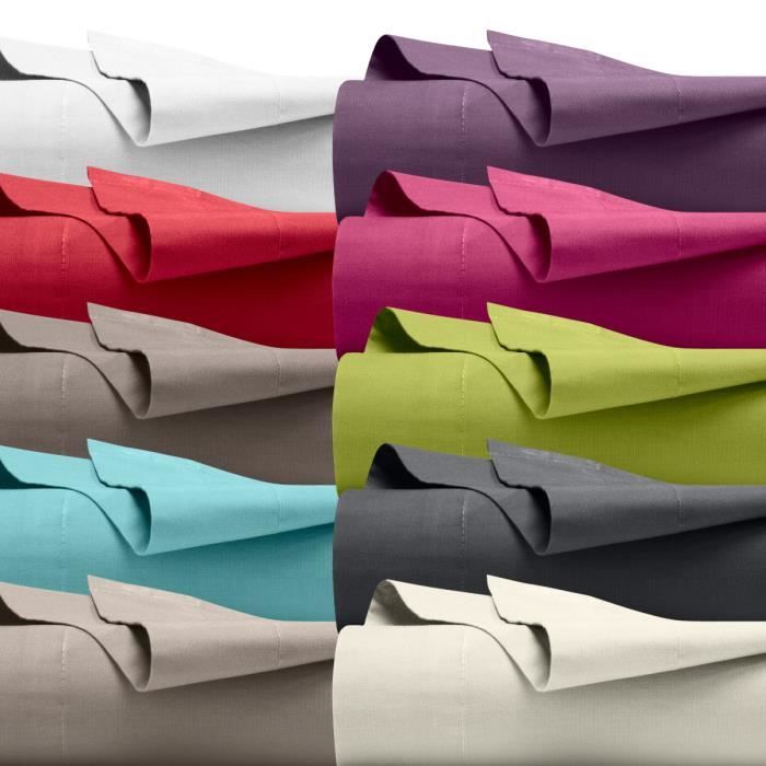Drap plat Coton Ardoise Uni 240 x 300 cm