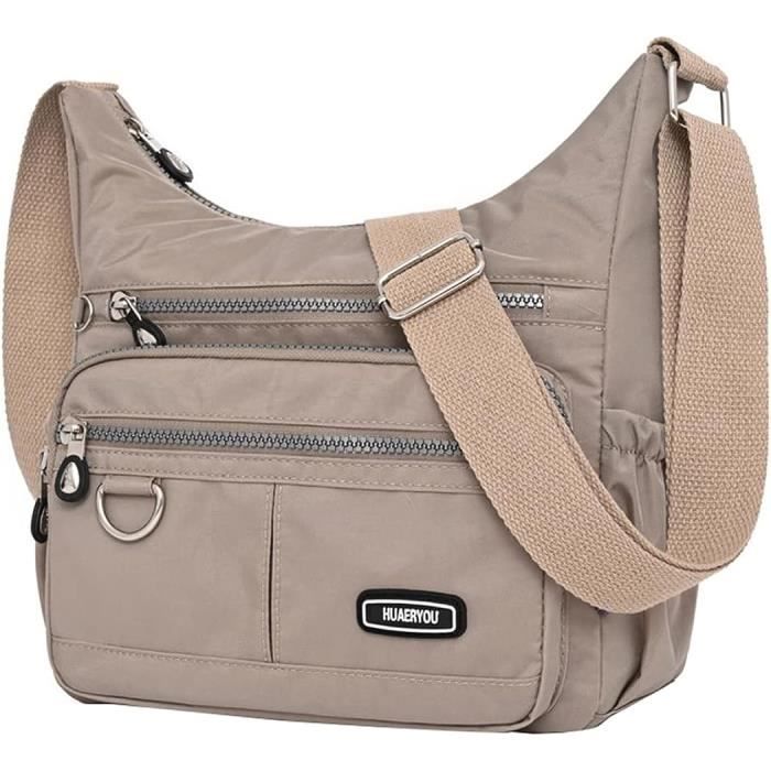 Sac Bandoulière Femme Nylon Imperméable Sacoche Messager Multi Poches  Multifonctionnel - Beige - Cdiscount Bagagerie - Maroquinerie