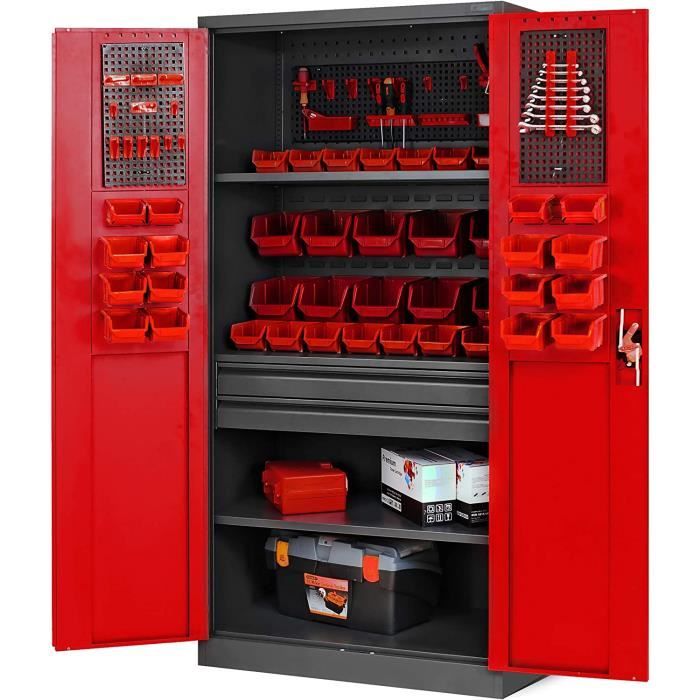 Armoire à Outils TC02AM Armoire Meuble d'atelier avec tiroirs Portes