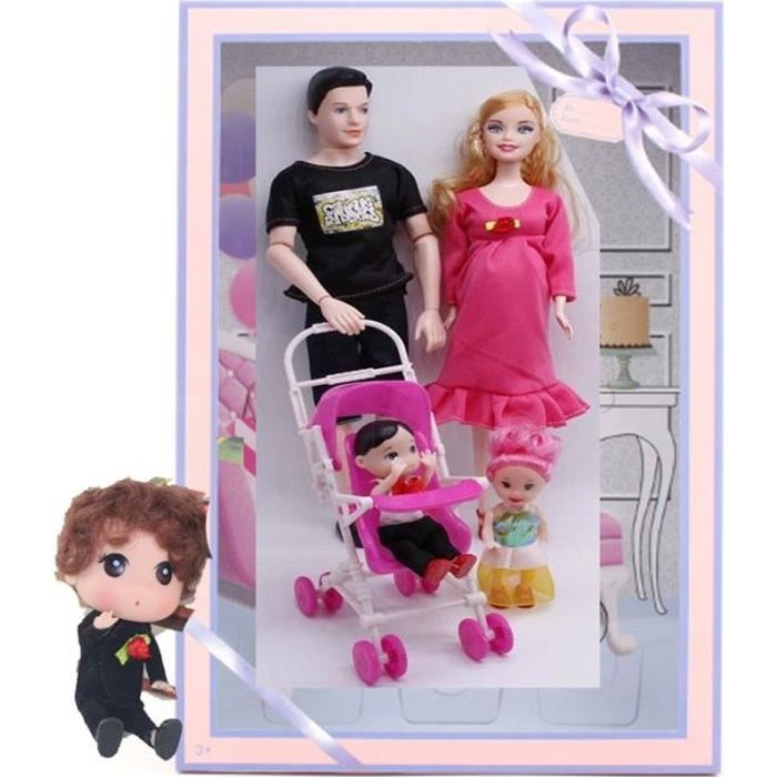 Barbie Famille- Poupée Barbie-Père + mère + 3 enfants + 1 Scooter  +1Bicyclette - Cdiscount Jeux - Jouets