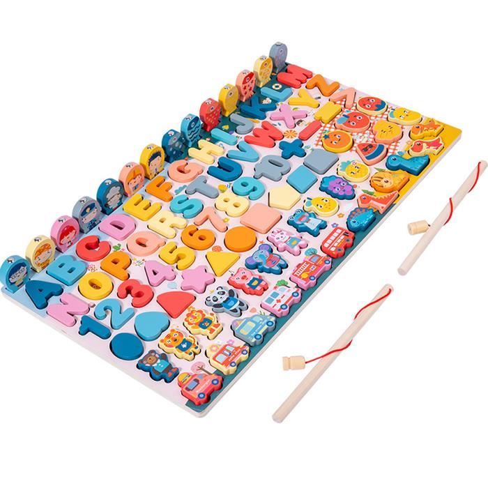 Merle Toys® Jeu de Peche Magnetique Enfant 2 Ans, 100 % FSC et Durable, Jouets en Bois, Jeu de Peche a la Ligne Enfant Bois, Jeux 2 Ans, Double Aimant, Cadeau pour