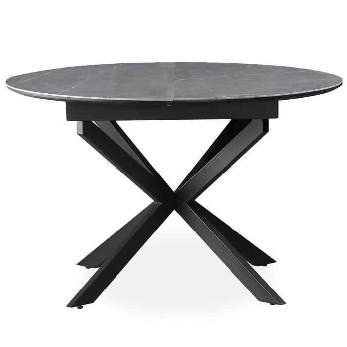 table extensible tyrese 160cm pieds en étoile et plateau céramique gris