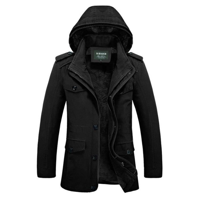 Manteau Homme Hiver à Capuche en Molleton Casual Veste Chaude en Coton  Epaisse