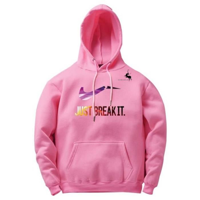 MOBIGARLAN Sweat shirt Homme de Marque Luxe 100 coton Sweat a capuche Hommes sport a imprime Vetement Masculin Rose Cdiscount Sport