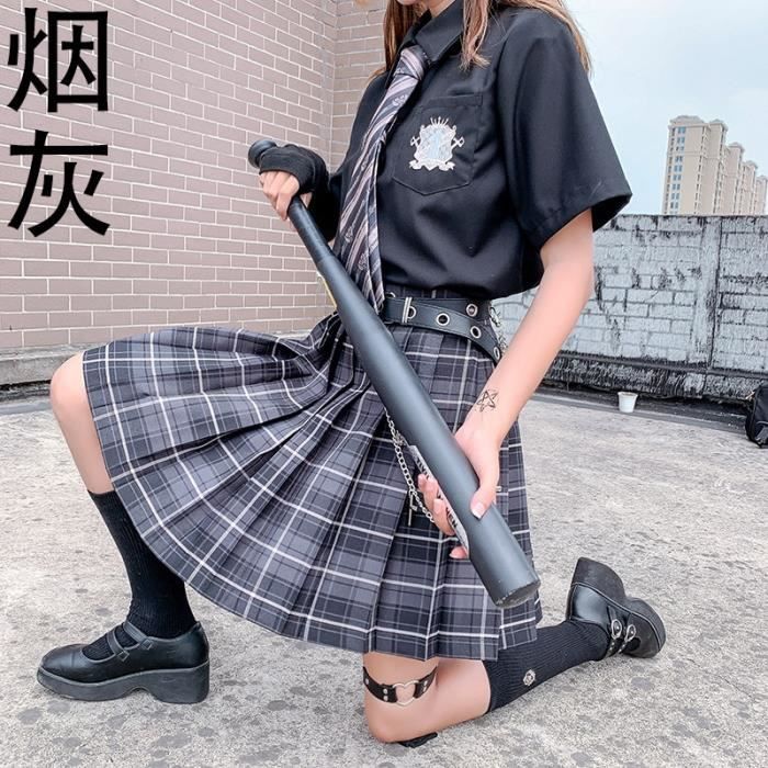 Jupe 2020 ete coreen taille haute plisse jupes noir gothique Sexy mignon Mini Plaid jupe femmes JK uniforme etudiants Type 18 Blanc Cdiscount Pret a Porter