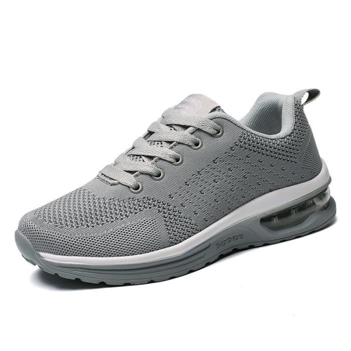 INSFITY Baskets Adulte Homme-Femme Couleur Unie Aéré Extérieur Sport Confortable Casual - Gris - INSFITY - Lacets - Plat