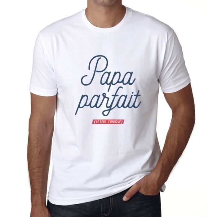 Homme Tee-Shirt Papa Parfait Le Seul L'Unique T-Shirt Vintage Blanc XXL
