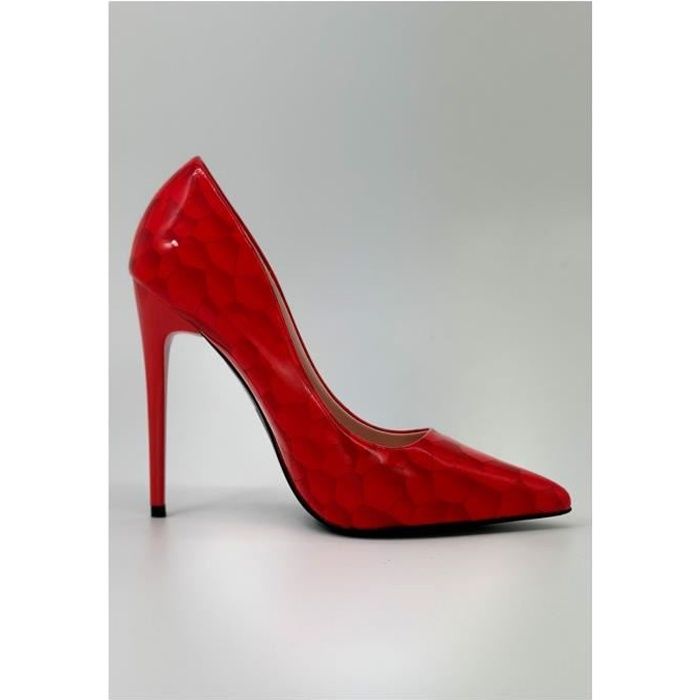 Escarpins Femme Rouge Talon Aiguille 11cm Bout Ferm