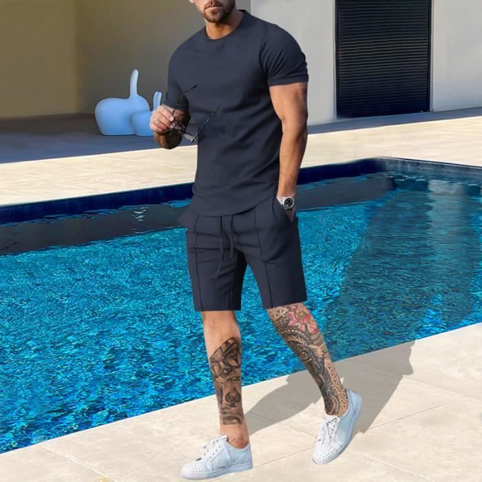 Ensemble de Vetement 2 pi ces Homme Et Casual Mode T shirt et