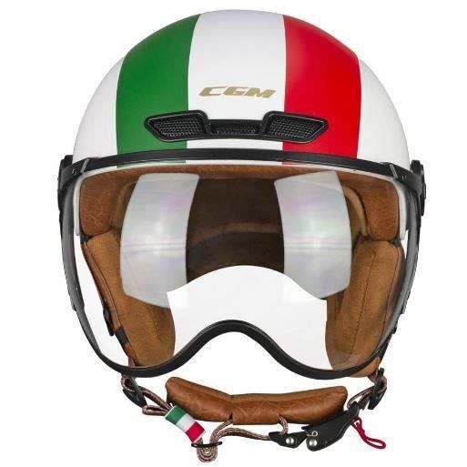 Casque moto CGM Ebi Mono - blanc/vert/rouge - Taille 3XS (50 cm)