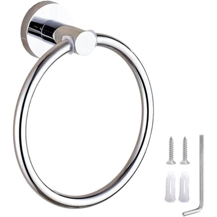 Leekayer Anneau Porte Serviette Acier Inoxydable Noir 15.7cm - Support Mural Salle De Bain