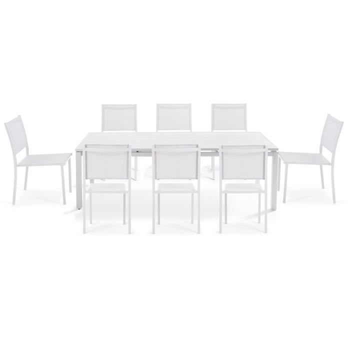 Salon de jardin table extensible - Aluminium - Oviala - Blanc