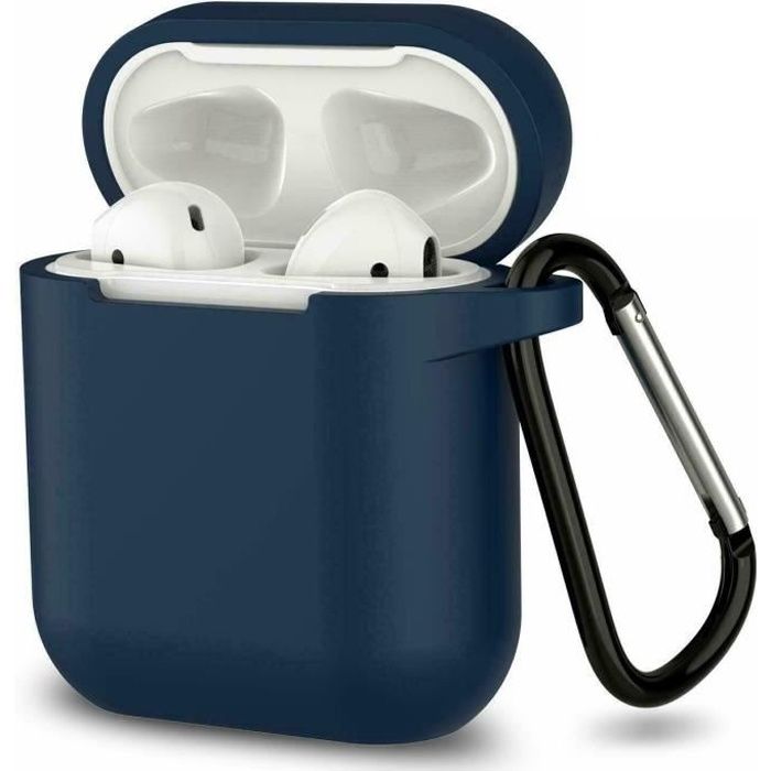 JIAXIUFEN Coque AirPods, Coque Housse Étui Protecteur Pour AirPod, Protection Coque Pour AirPods 2 & 1 Génération Case Silicone Cover Avec Porte-clés - Bleu Foncé | Étuis Et Housses