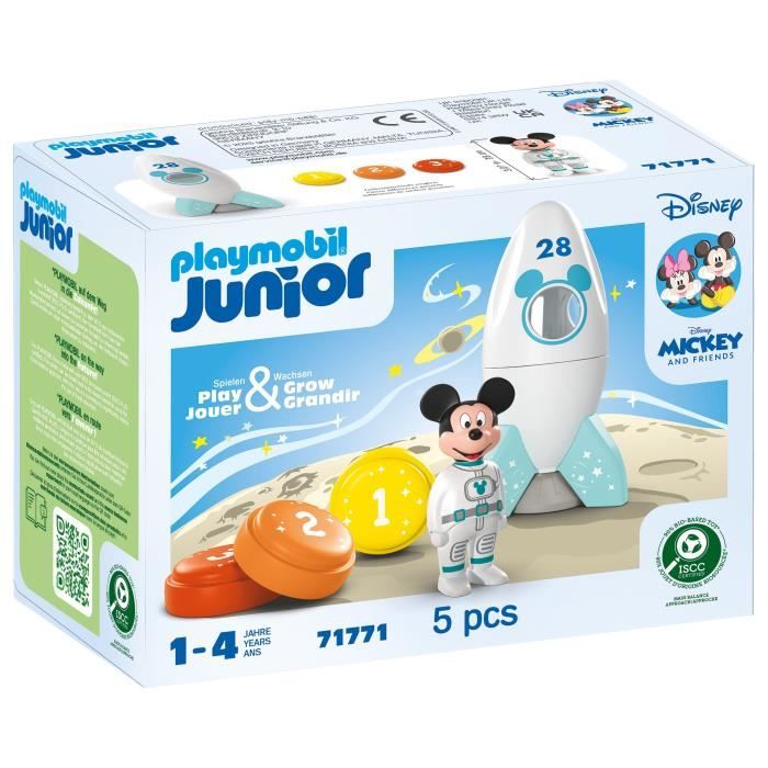 PLAYMOBIL Junior 71771 Mickey astronaute avec sa fusée Disney 5 pièces Dès