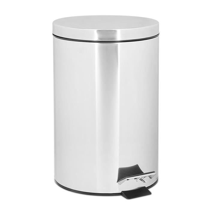 Poubelle Inox à Pédale professionnelle 50 L avec couvercle poignée.
