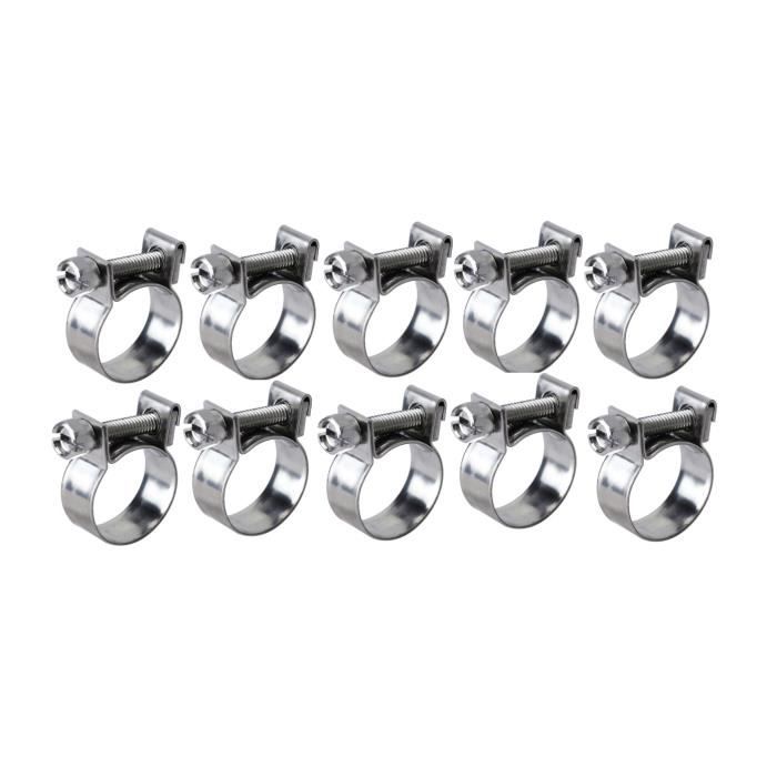 Collier de serrage, 10 pièces 6 mm-20 mm Taille en option Mini tuyau de conduite de carburant en acier inoxydable Clip de serrage de tuyau Tuyaux d'entraînement Clip(14-16Mm