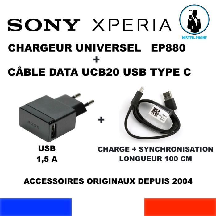 CHARGEUR SONY ORIGINAL EU EP880 + CABLE UCB20 TYPE-C Xperia 1 / 1