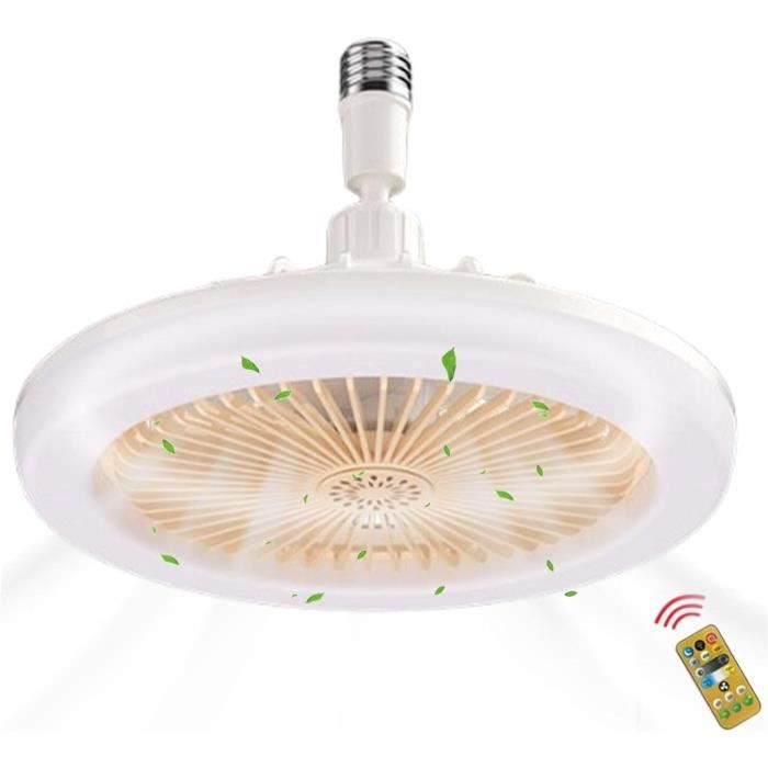 Ampoule LED E27 Avec Ventilateur De Plafond Intégré - Commandé Par Télécommande (Blanc)