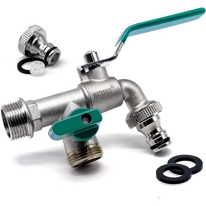 JAOMON Robinet à Double Sortie , Robinet D'arrivée D'eau De 15 Mm En Laiton Galvanisé, Avec