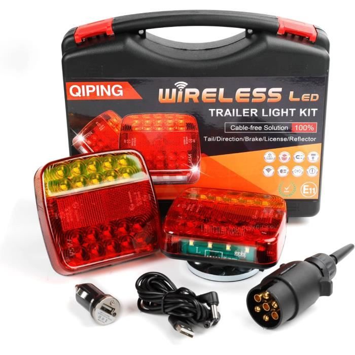 AOJO Feux Arrière Sans Fil LED Remorque Magnétique 12 V Feu Arrière Sans Fil Feu