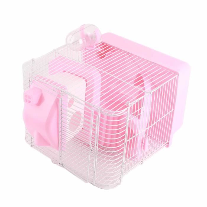 Meilleurs prix pour Cage à hamsters - SURENHAP - Modèle à 2 niveaux - Couleur rose - Conception amovible - Ventilation optimale