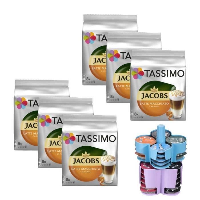 6 Tassimo Jacobs Latte Macchiato Caramel + Distributeur de T DISCs
