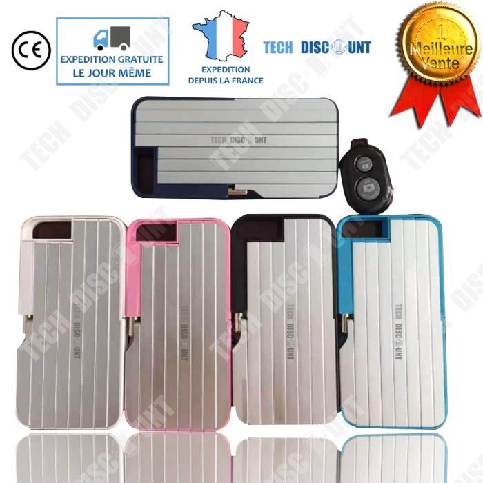 Etui téléphones TD® Iphone Coque rose Perche à selfie