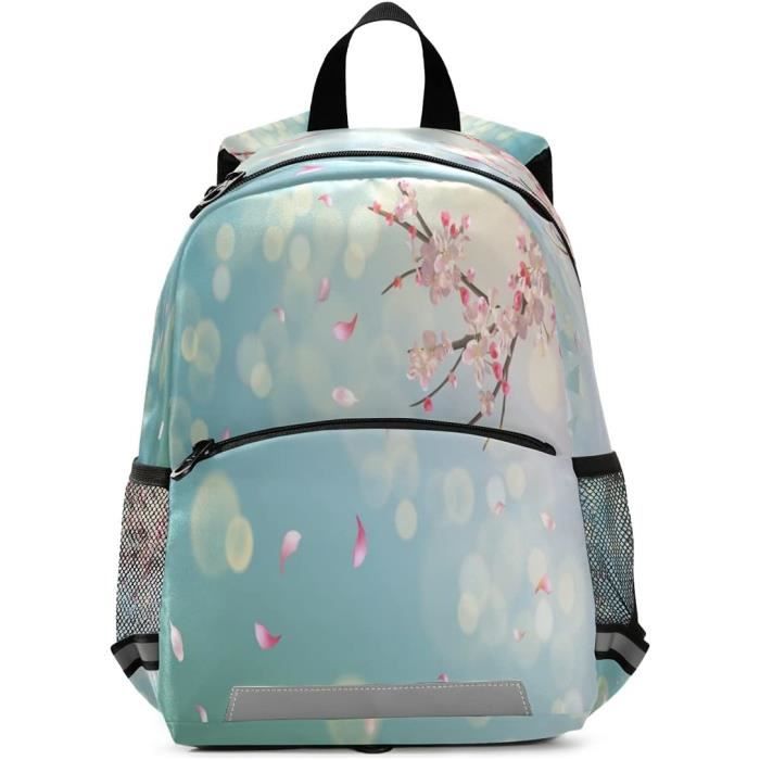 Sac à Dos école Enfant Motif Chat Cerisier - Polyester, 16 Pouces, Multiple Poches, Bretelles Rembourrées