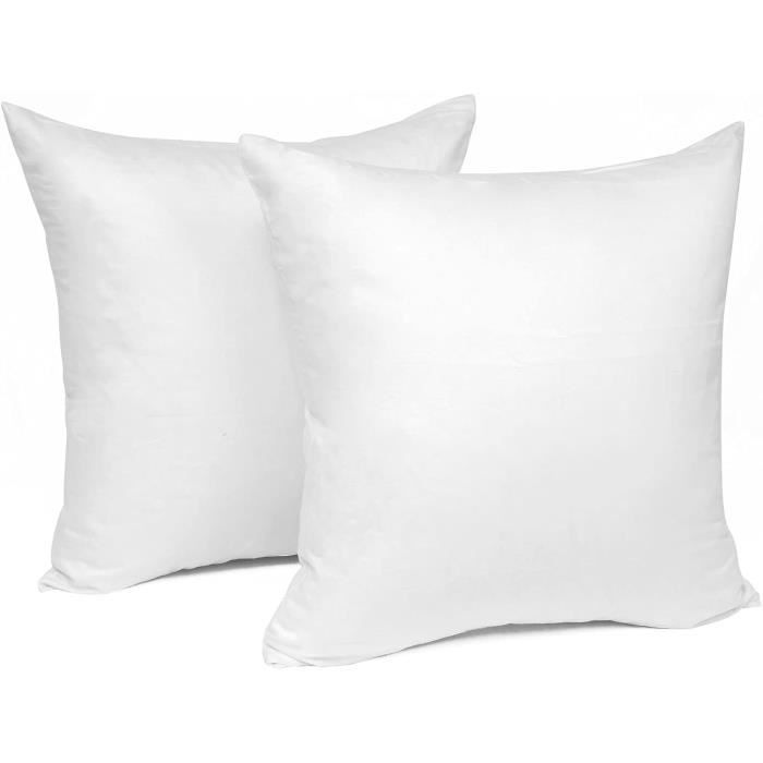 Pizuna Lot De 2 Taies D'Oreiller Luxe 65x65 Cm Blanc - 100% Coton Longues Fibres 600 Fils Satin, Douces Et Respirantes