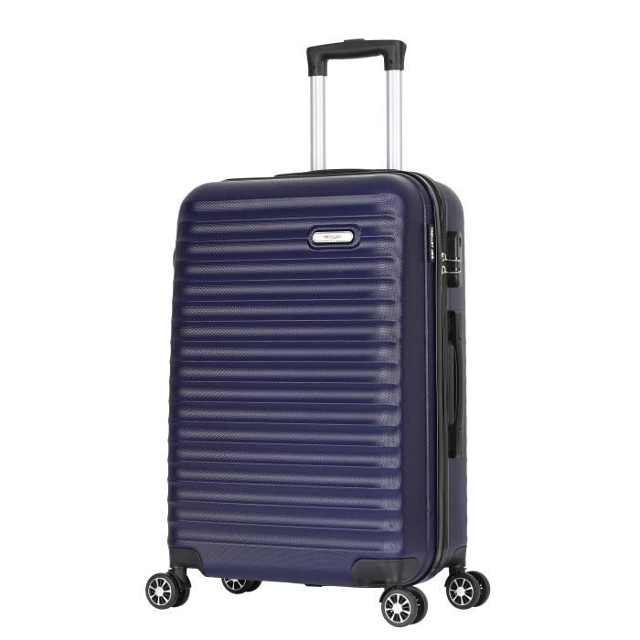 valise taille moyenne 4 roues 65cm rigide bleu marine - classiq - trolley adc