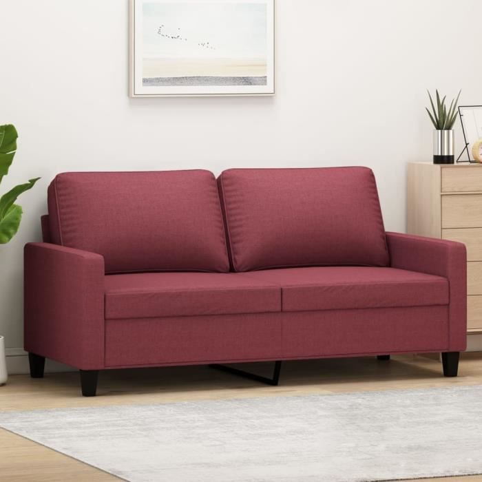 divan - sofa moderne canapé à 2 places - rouge bordeaux 140 cm tissu 22,65kg, fr2023