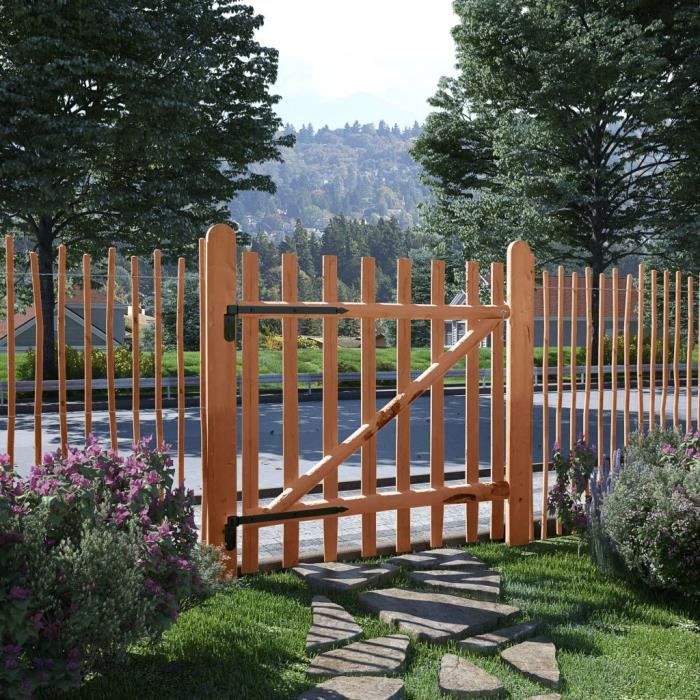 VIDAXL Portillon clôture bois de noisetier 100x100 cm - vue 2