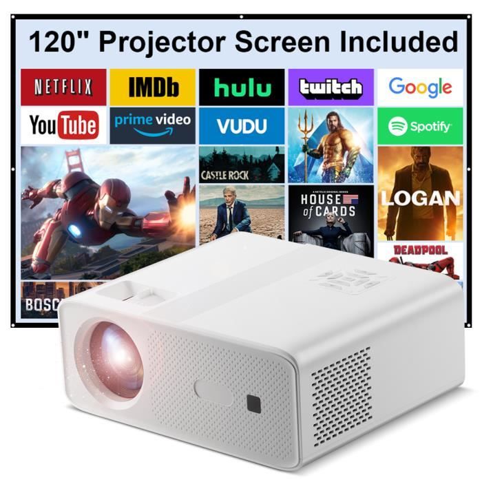 Vidéoprojecteur 4k WiFi Full HD 1080P, 9500LM Rétroprojecteur Bluetooth
