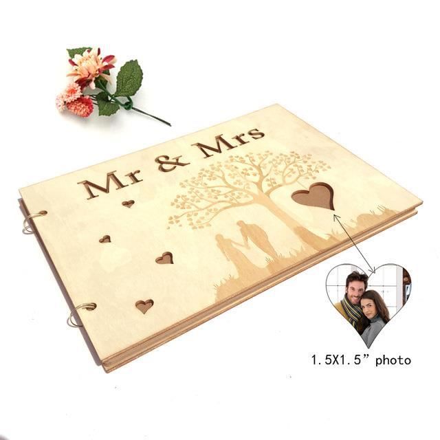 Livre D'or Alternatif En Bois Cœur Rustique - Panneau Pour Messages Invités, Mariage, Anniversaire, Baptême, Graduation