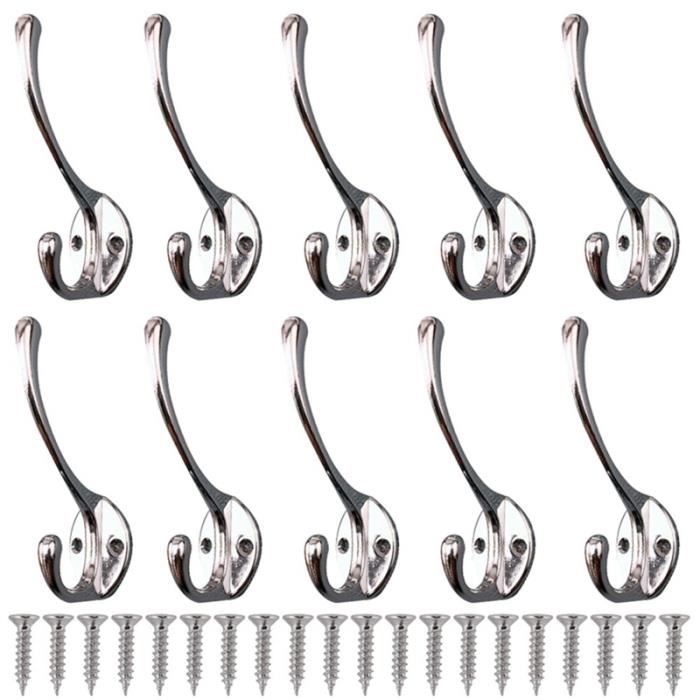 Porte-Manteau Mural 5 Crochets - Design Moderne En Aluminium - Fixation Sans Perçage Ou Vis - Blanc - Pour Entrée, Salle De Bain Ou Chambre