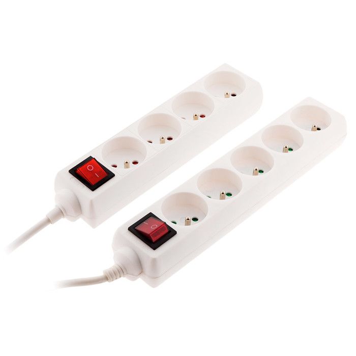 Lot de 2 blocs multiprise 4 prises 16A 2P+T interrupteur - blanc - Zenitech Lot de 2 blocs multiprise 4 prises 16A 2P+T interrupteur - blanc - Zenitech
