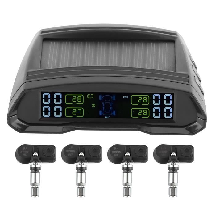KAOLALI TPMS Solaire 4 Roues – Moniteur Pression Pneus Sans Fil Avec Charge Solaire & USB, Alarmes Intelligentes, Jusqu’à 50 PSI – Camions, Caravanes, SUV