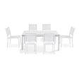Salon de jardin table extensible - Aluminium - Oviala - Blanc-1