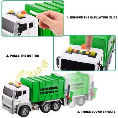 Camion Poubelle Jouet Enfant 3 Ans Garçon Fille - DISO - Friction - Sons et Lumières Réels - Vert - Jeux - Jouets