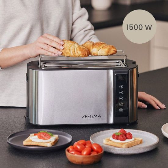 Grille-Pain Zeegma Tostee 820W - 2 Tranches, Fentes Larges 3.8cm, Acier Inoxydable