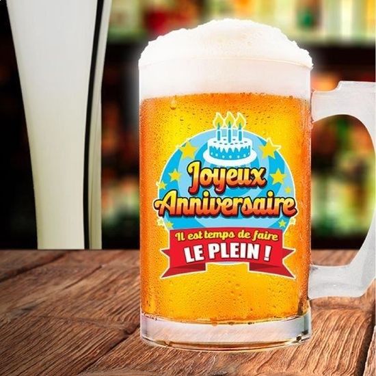 Chope De Biere Avec Inscription Joyeux Anniversaire Cdiscount Maison