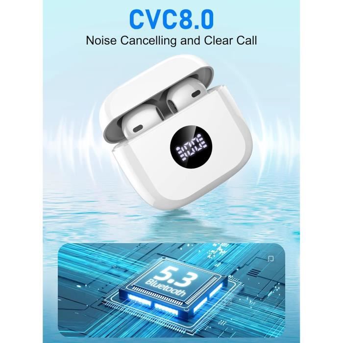 Godyse Ecouteurs Bluetooth Sans Fil, Oreillette Bluetooth 5.3 Avec 4 ENC Réduction Antibruit Mic 42 Heures Durée IPX6 Étanche Contrôle Tactile Écouteurs Sans Fil Hi-FI Son Stéréo Noir Gris